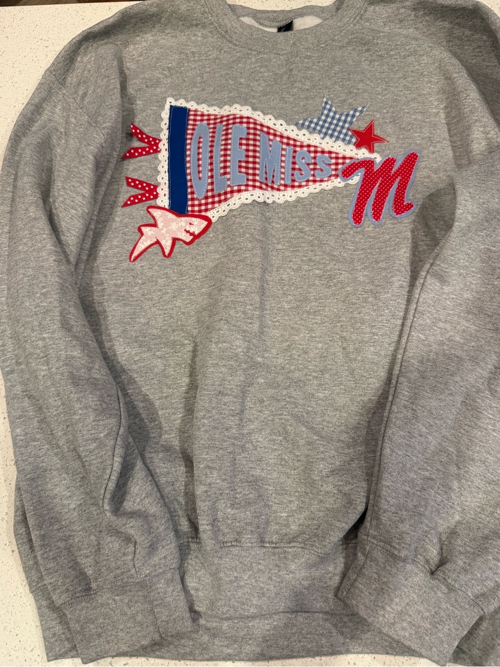 ONE OF A KIND NEW Gildan Crewneck Sweatshirt with Red and Blue Ole Miss